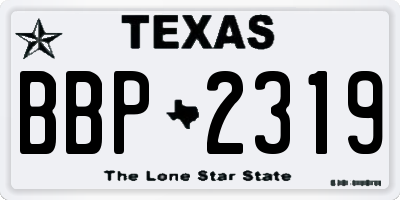 TX license plate BBP2319