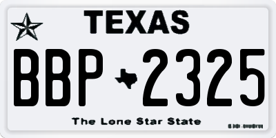 TX license plate BBP2325