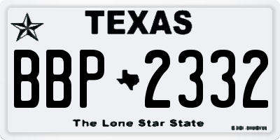 TX license plate BBP2332