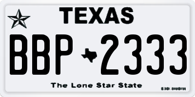 TX license plate BBP2333