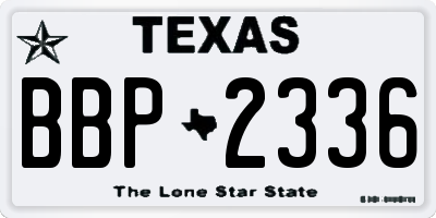 TX license plate BBP2336