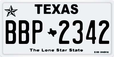 TX license plate BBP2342