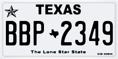 TX license plate BBP2349
