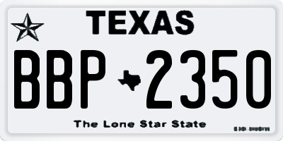 TX license plate BBP2350