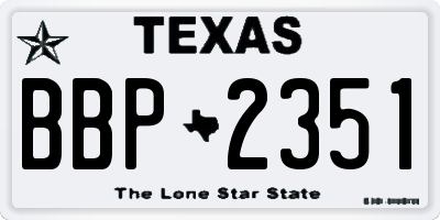 TX license plate BBP2351