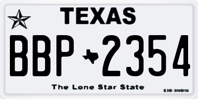 TX license plate BBP2354