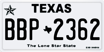 TX license plate BBP2362