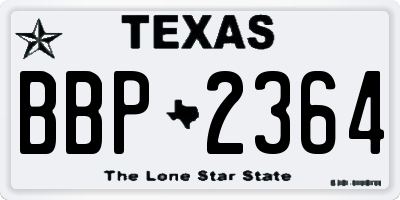 TX license plate BBP2364