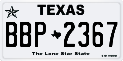 TX license plate BBP2367