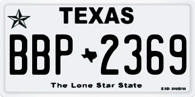 TX license plate BBP2369
