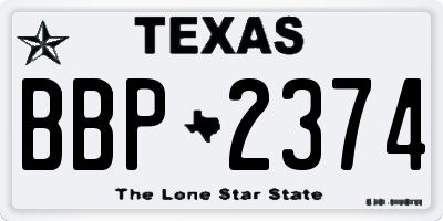 TX license plate BBP2374
