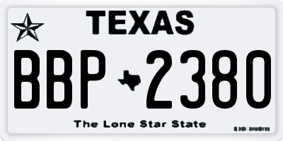 TX license plate BBP2380