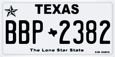 TX license plate BBP2382