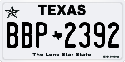 TX license plate BBP2392