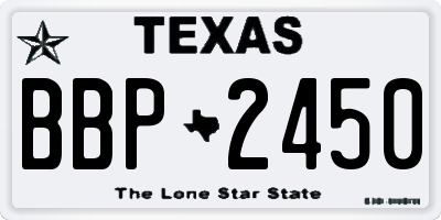 TX license plate BBP2450