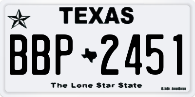 TX license plate BBP2451