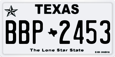 TX license plate BBP2453