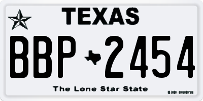 TX license plate BBP2454