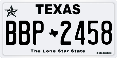 TX license plate BBP2458