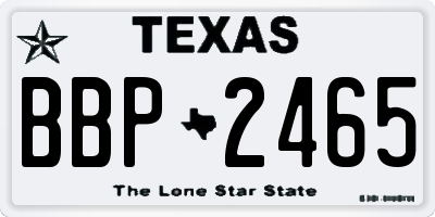 TX license plate BBP2465