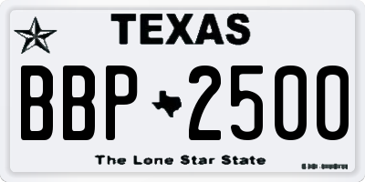 TX license plate BBP2500
