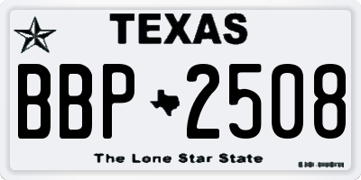 TX license plate BBP2508