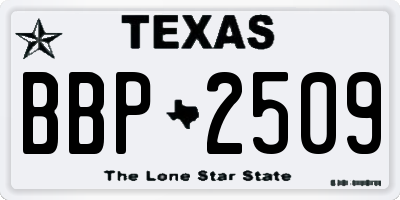 TX license plate BBP2509