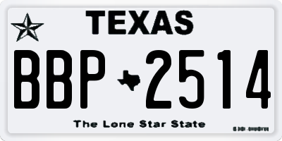 TX license plate BBP2514