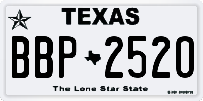 TX license plate BBP2520