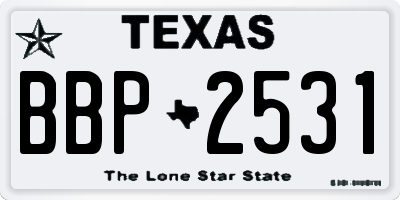 TX license plate BBP2531
