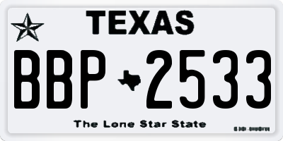 TX license plate BBP2533