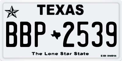 TX license plate BBP2539