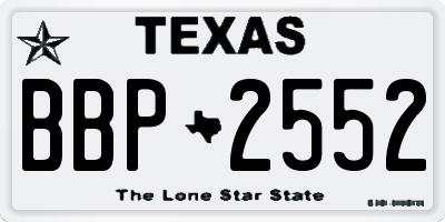 TX license plate BBP2552