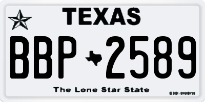 TX license plate BBP2589
