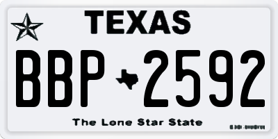 TX license plate BBP2592