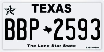 TX license plate BBP2593