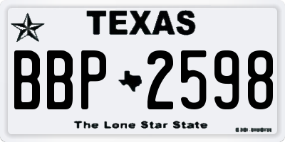 TX license plate BBP2598