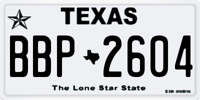 TX license plate BBP2604