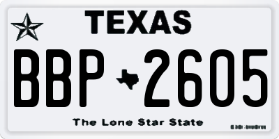 TX license plate BBP2605