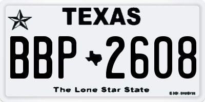 TX license plate BBP2608