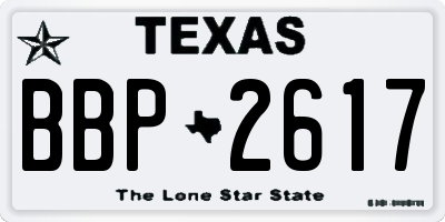 TX license plate BBP2617