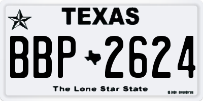 TX license plate BBP2624