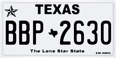 TX license plate BBP2630