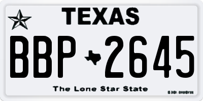 TX license plate BBP2645