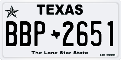TX license plate BBP2651