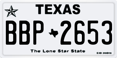 TX license plate BBP2653