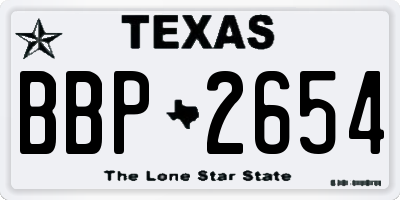 TX license plate BBP2654