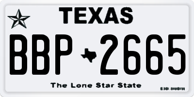 TX license plate BBP2665