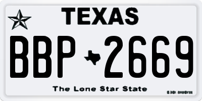 TX license plate BBP2669