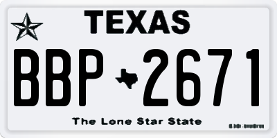 TX license plate BBP2671